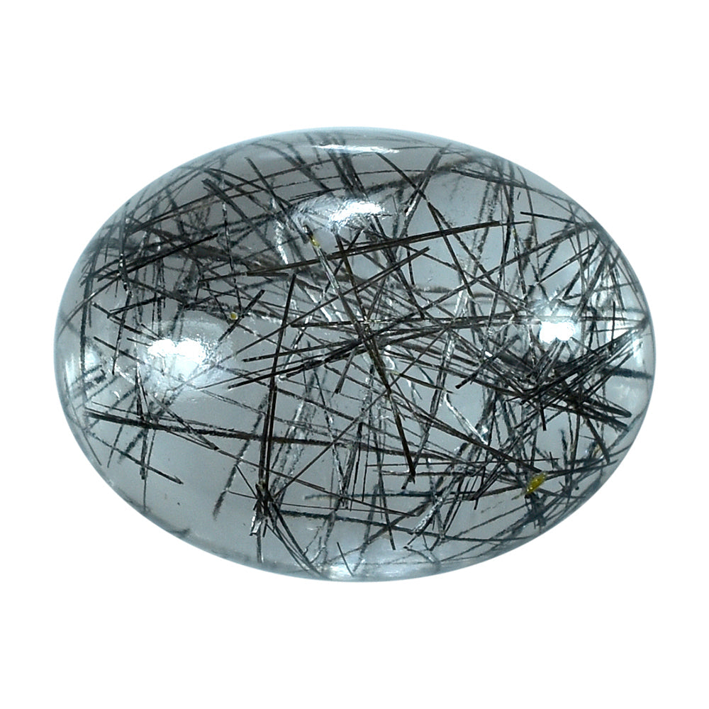 BLACK RUTILE QUARTZ OVAL CAB 16X12MM 8.85 Cts.