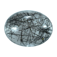 BLACK RUTILE QUARTZ OVAL CAB 16X12MM 8.85 Cts.