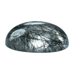 BLACK RUTILE QUARTZ OVAL CAB 16X12MM 8.85 Cts.