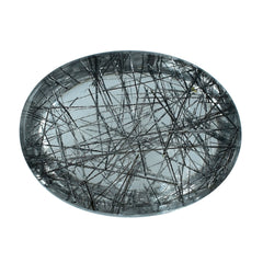 BLACK RUTILE QUARTZ OVAL CAB 16X12MM 8.85 Cts.