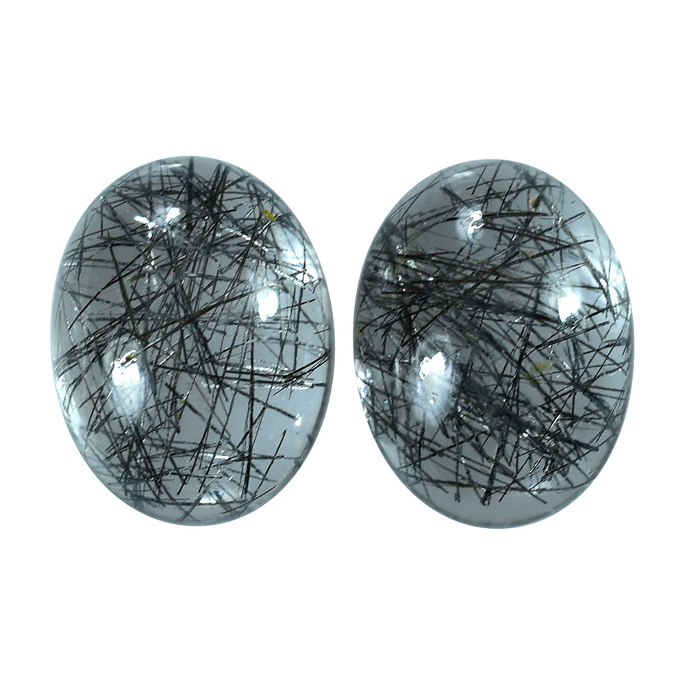 BLACK RUTILE QUARTZ OVAL CAB 16X12MM 8.85 Cts.