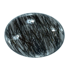 BLACK RUTILE QUARTZ OVAL CAB 15X11MM 7.40 Cts.