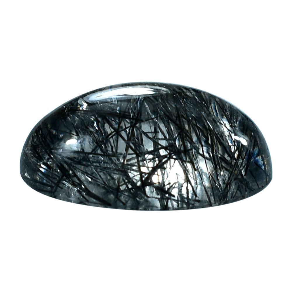 BLACK RUTILE QUARTZ OVAL CAB 15X11MM 7.40 Cts.