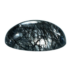 BLACK RUTILE QUARTZ OVAL CAB 15X11MM 7.40 Cts.