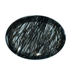 BLACK RUTILE QUARTZ OVAL CAB 15X11MM 7.40 Cts.
