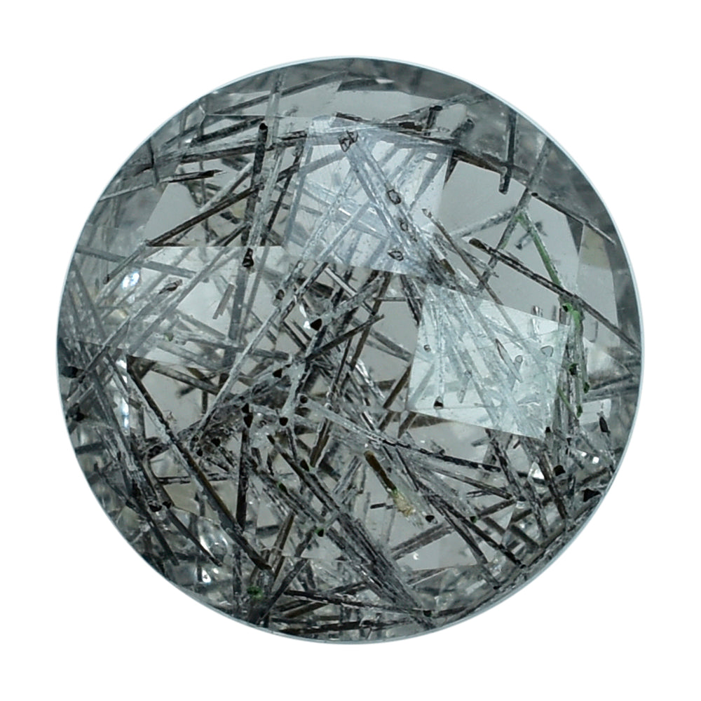 BLACK RUTILE QUARTZ BRIOLETTE ROUND 10MM (BLACK/SI) 3.70Cts.