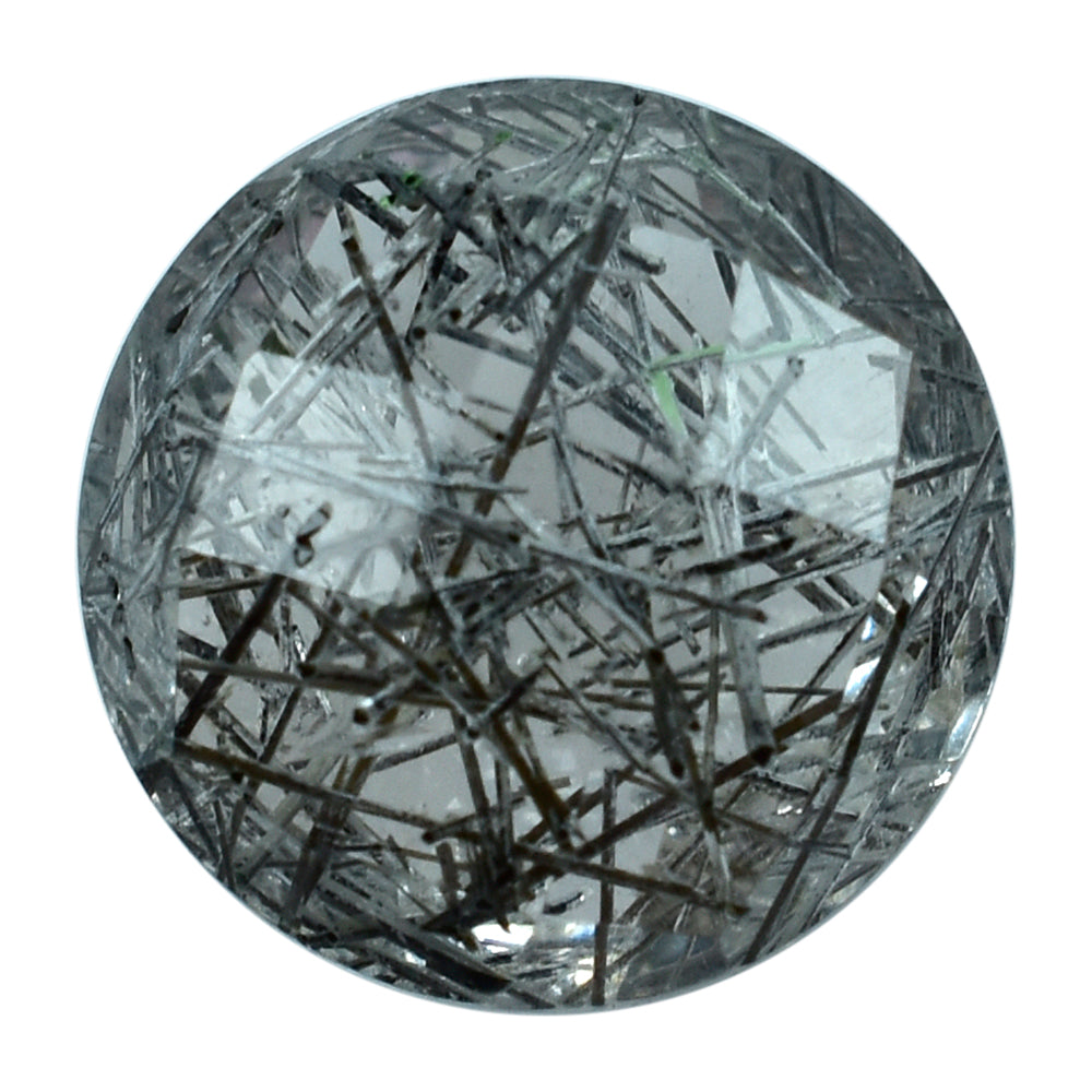 BLACK RUTILE QUARTZ BRIOLETTE ROUND 10MM (BLACK/SI) 3.70Cts.