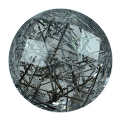 BLACK RUTILE QUARTZ BRIOLETTE ROUND 10MM (BLACK/SI) 3.70Cts.