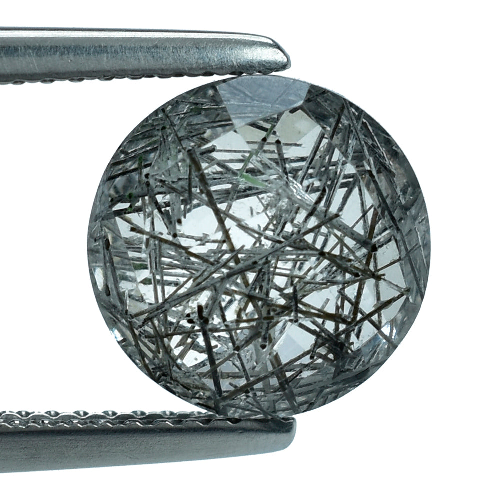 BLACK RUTILE QUARTZ BRIOLETTE ROUND 10MM (BLACK/SI) 3.70Cts.