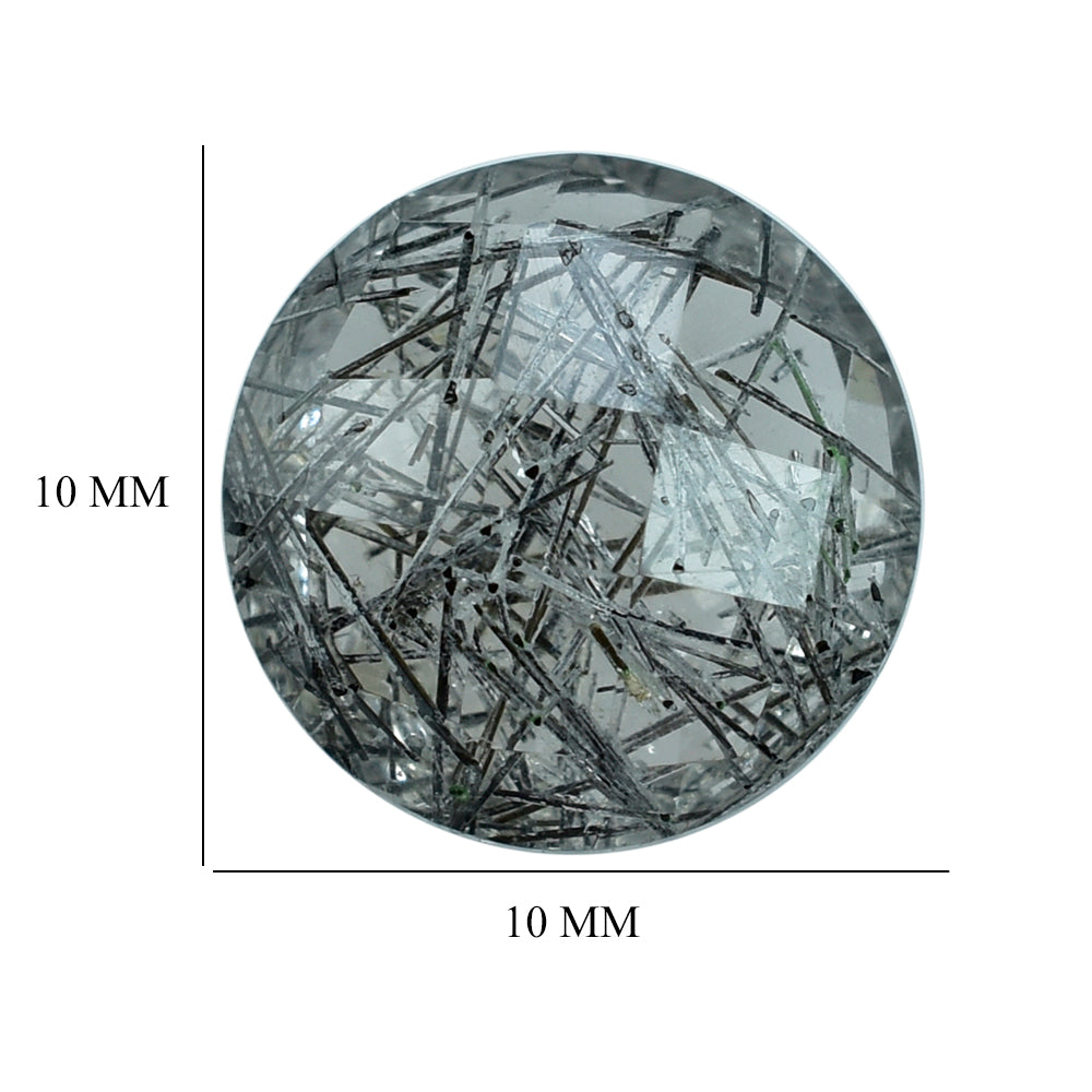 BLACK RUTILE QUARTZ BRIOLETTE ROUND 10MM (BLACK/SI) 3.70Cts.