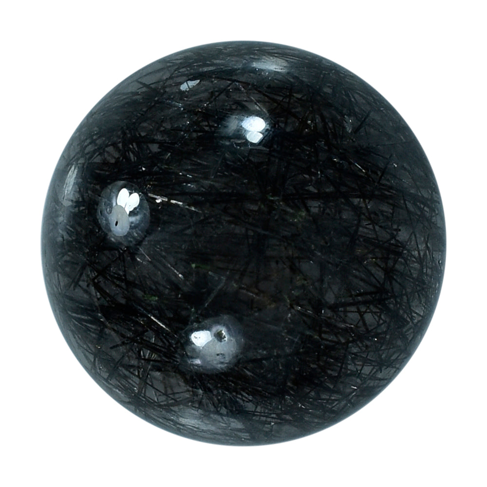 BLACK RUTILE QUARTZ ROUND CAB 16MM 16.35 Cts.`