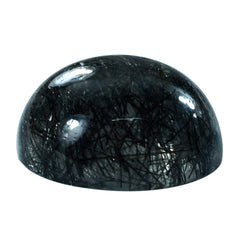 BLACK RUTILE QUARTZ ROUND CAB 16MM 16.35 Cts.`
