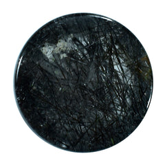 BLACK RUTILE QUARTZ ROUND CAB 16MM 16.35 Cts.`