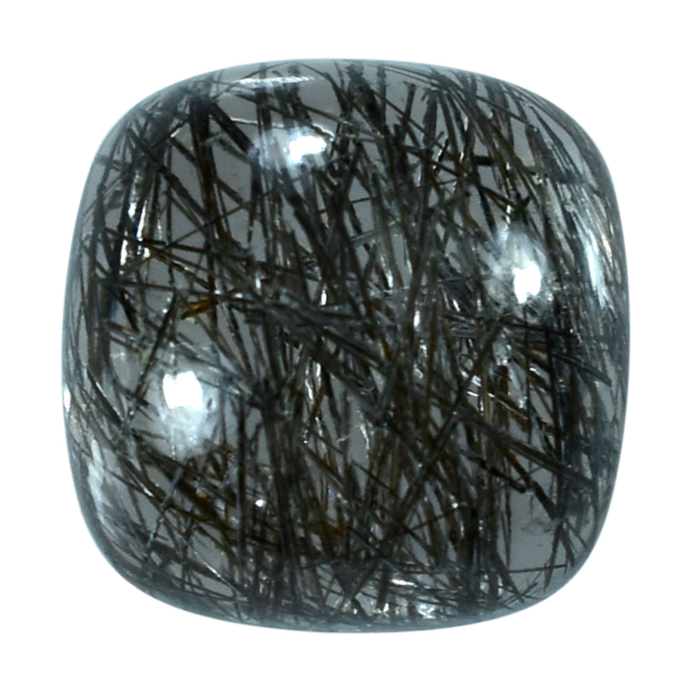 BLACK RUTILE QUARTZ CUSHION CAB 12MM 7.50Cts.