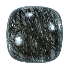 BLACK RUTILE QUARTZ CUSHION CAB 12MM 7.50Cts.