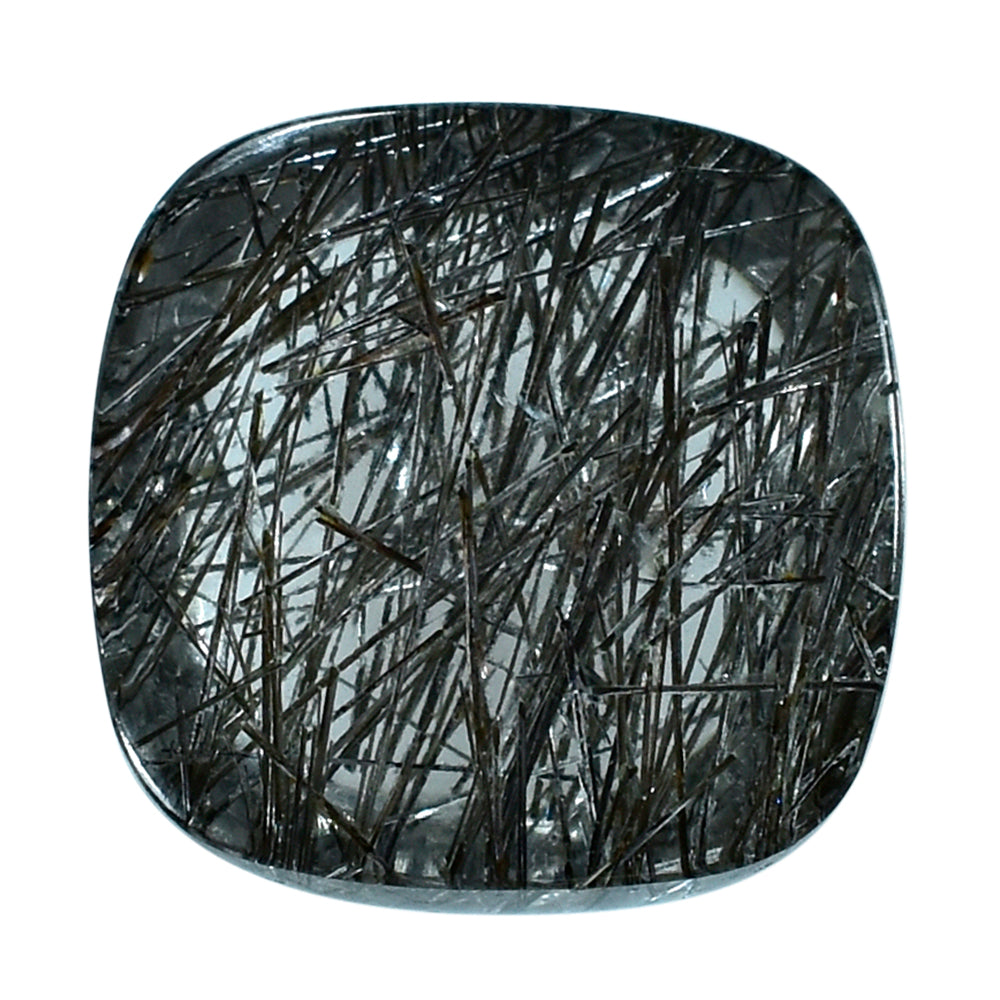 BLACK RUTILE QUARTZ CUSHION CAB 12MM 7.50Cts.