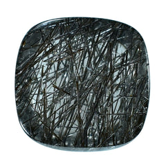 BLACK RUTILE QUARTZ CUSHION CAB 12MM 7.50Cts.
