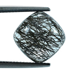 BLACK RUTILE QUARTZ CUSHION CAB 12MM 7.50Cts.