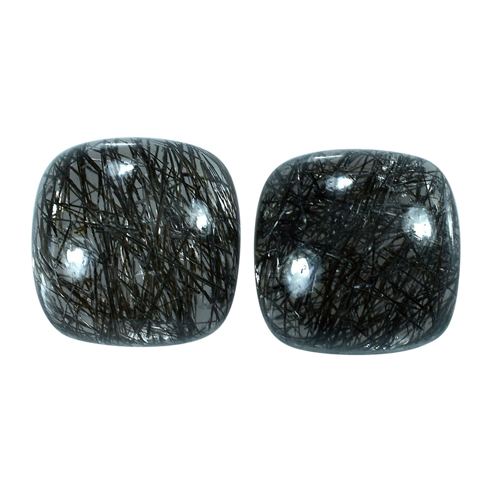 BLACK RUTILE QUARTZ CUSHION CAB 12MM 7.50Cts.