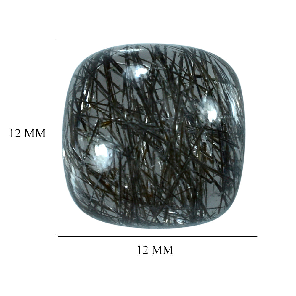 BLACK RUTILE QUARTZ CUSHION CAB 12MM 7.50Cts.