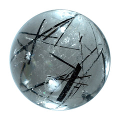 BLACK RUTILE QUARTZ ROUND CAB 14MM (BLACK/SI) 11.03 Cts.
