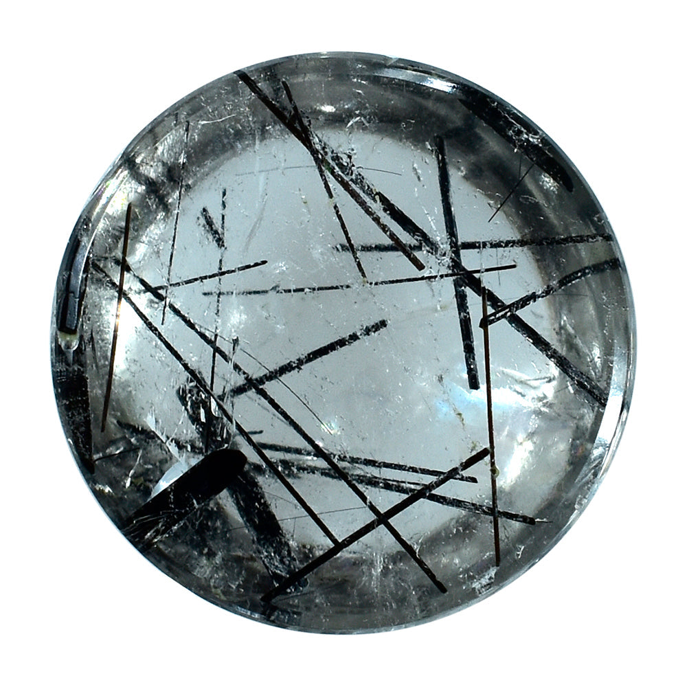BLACK RUTILE QUARTZ ROUND CAB 14MM (BLACK/SI) 11.03 Cts.