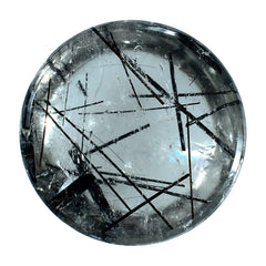 BLACK RUTILE QUARTZ ROUND CAB 14MM (BLACK/SI) 11.03 Cts.