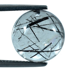 BLACK RUTILE QUARTZ ROUND CAB 14MM (BLACK/SI) 11.03 Cts.