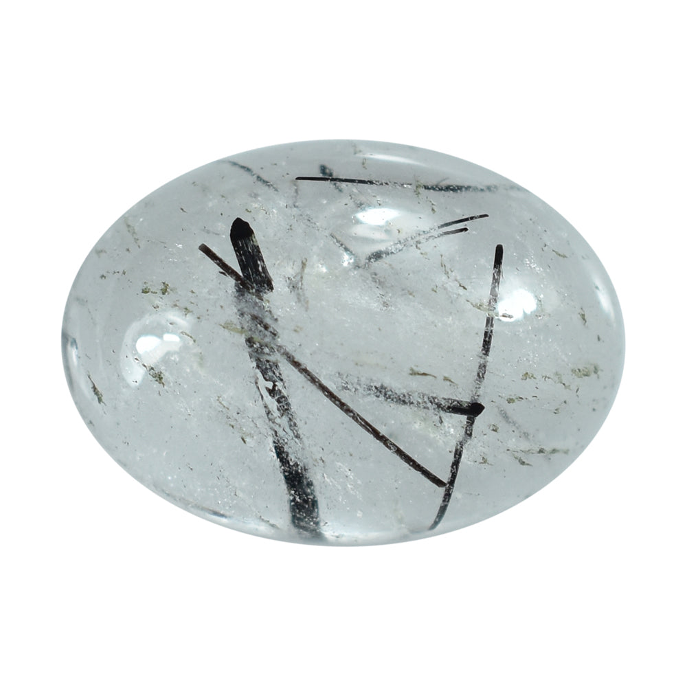 BLACK RUTILE QUARTZ OVAL CAB 14X10MM 5.76 Cts.
