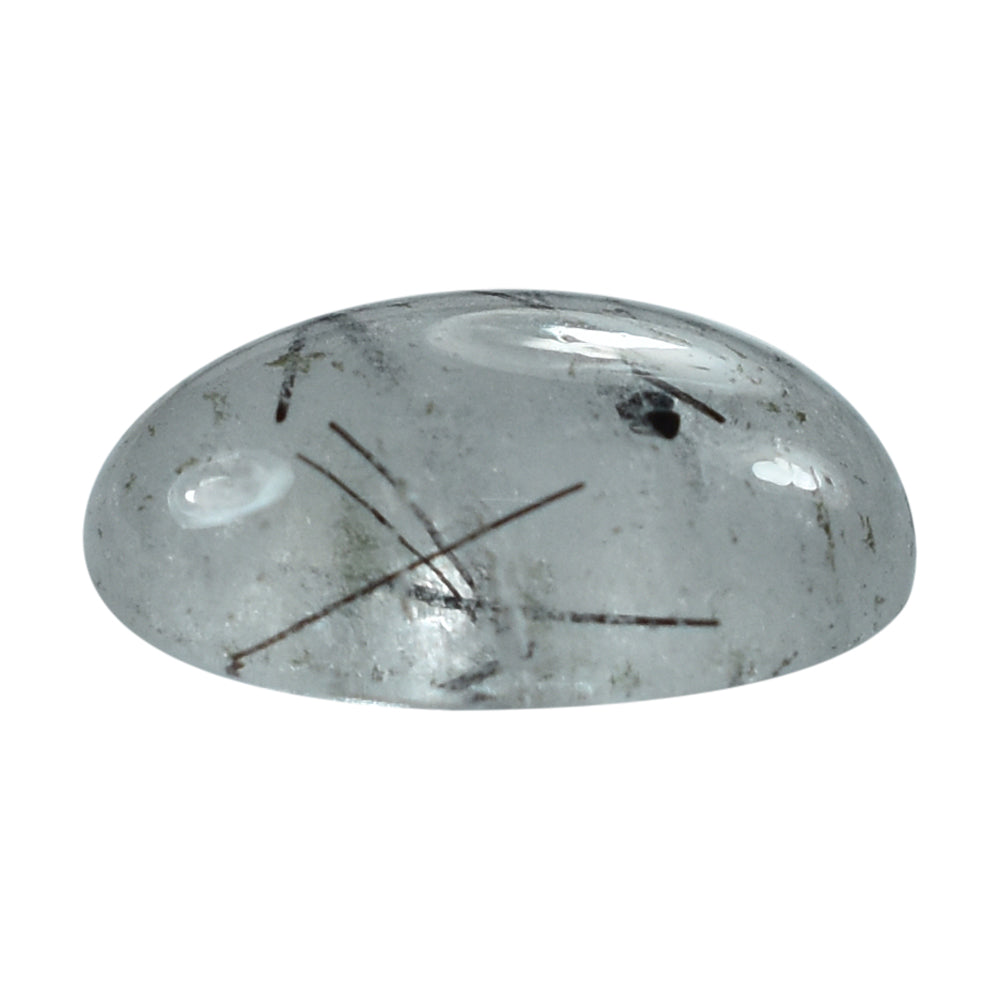 BLACK RUTILE QUARTZ OVAL CAB 14X10MM 5.76 Cts.