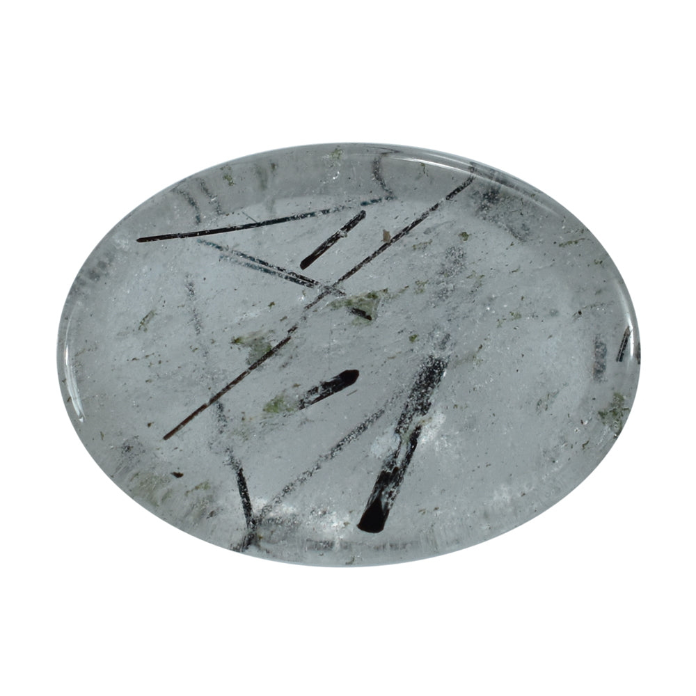 BLACK RUTILE QUARTZ OVAL CAB 14X10MM 5.76 Cts.