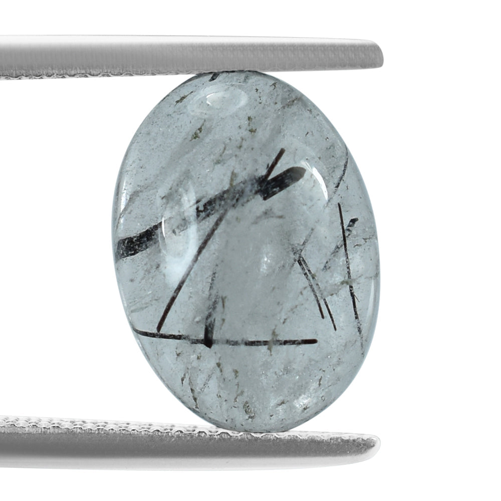 BLACK RUTILE QUARTZ OVAL CAB 14X10MM 5.76 Cts.