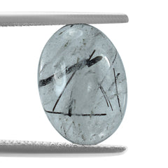 BLACK RUTILE QUARTZ OVAL CAB 14X10MM 5.76 Cts.