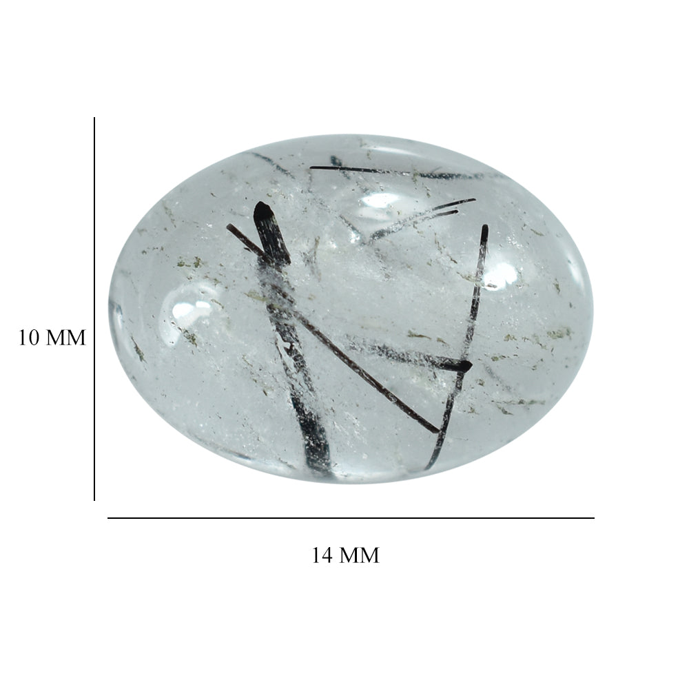 BLACK RUTILE QUARTZ OVAL CAB 14X10MM 5.76 Cts.