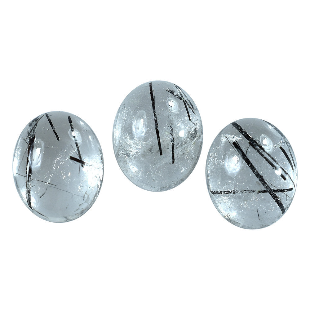 BLACK RUTILE QUARTZ OVAL CAB 10X8MM 2.46 Cts.