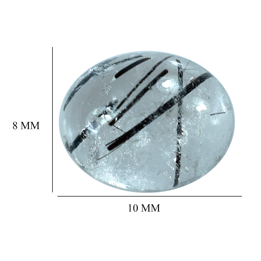 BLACK RUTILE QUARTZ OVAL CAB 10X8MM 2.46 Cts.
