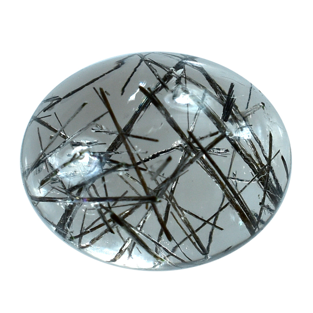 BLACK RUTILE QUARTZ OVAL CAB 10X8MM 2.52 Cts.