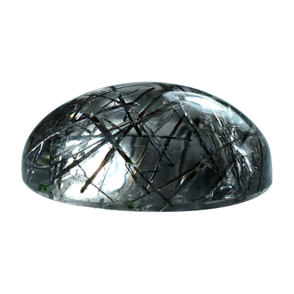 BLACK RUTILE QUARTZ OVAL CAB 10X8MM 2.52 Cts.