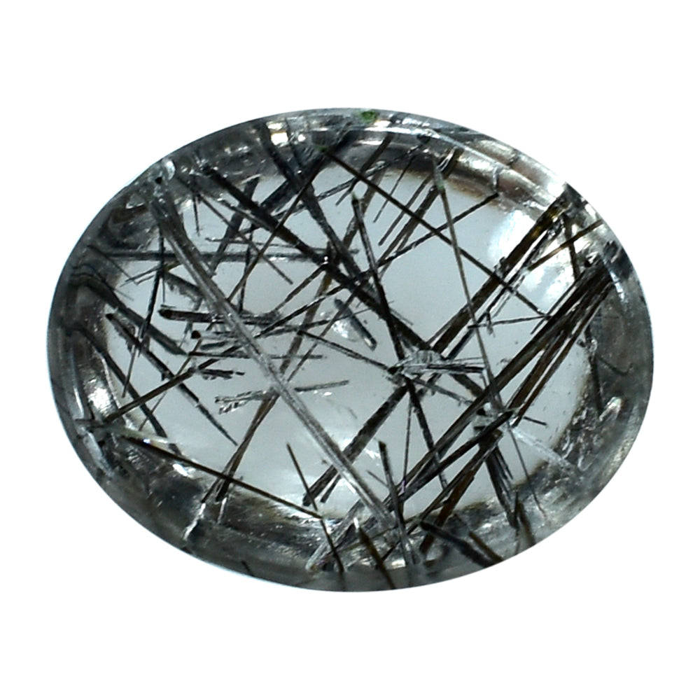 BLACK RUTILE QUARTZ OVAL CAB 10X8MM 2.52 Cts.