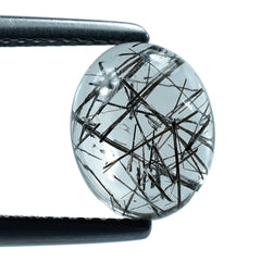 BLACK RUTILE QUARTZ OVAL CAB 10X8MM 2.52 Cts.
