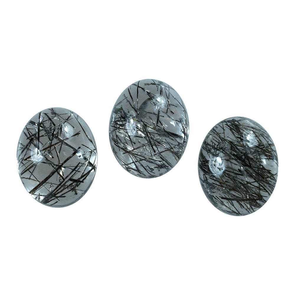 BLACK RUTILE QUARTZ OVAL CAB 10X8MM 2.52 Cts.