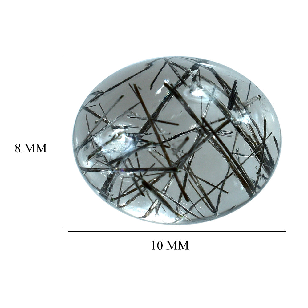 BLACK RUTILE QUARTZ OVAL CAB 10X8MM 2.52 Cts.