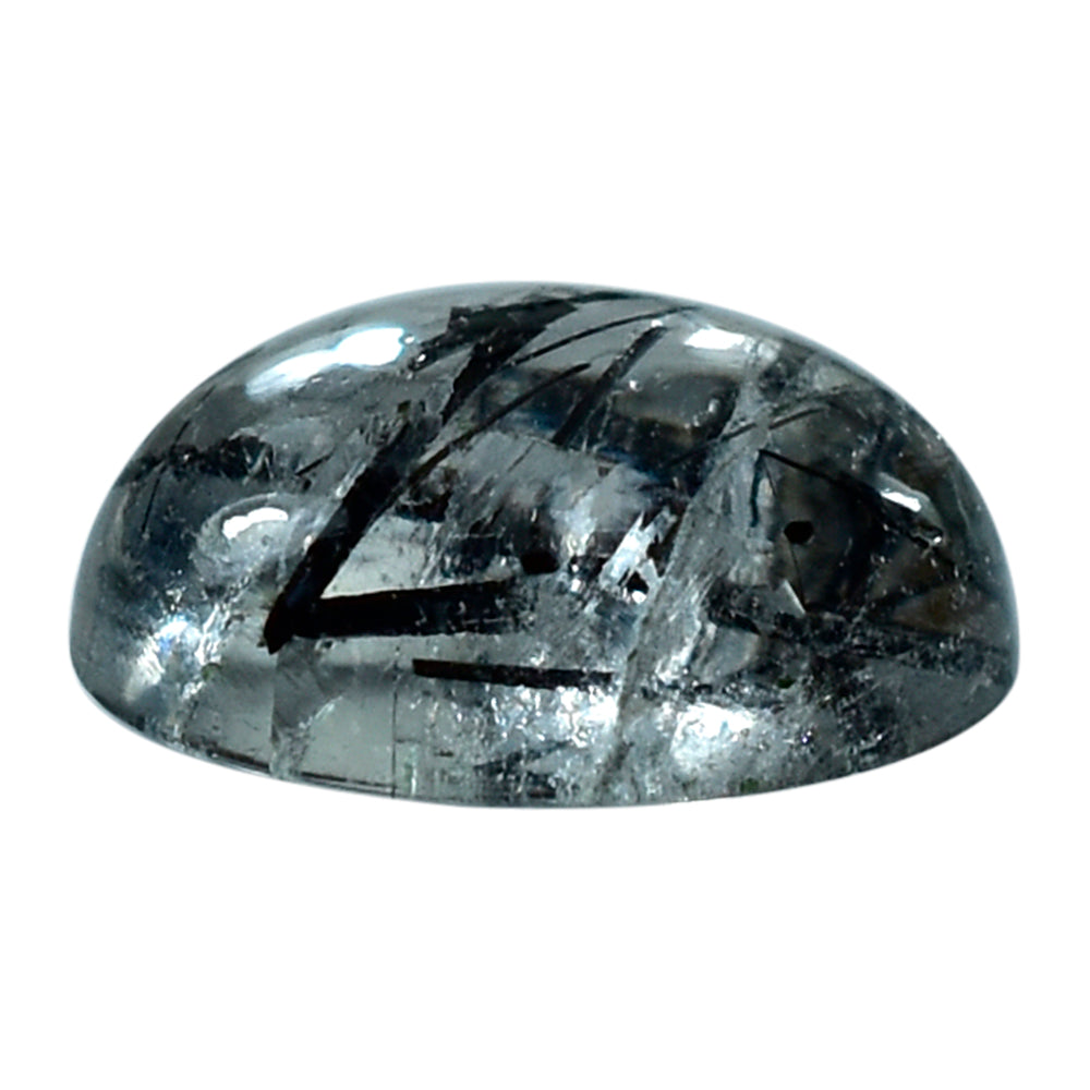 BLACK RUTILE QUARTZ OVAL CAB 10X8MM 2.53 Cts.