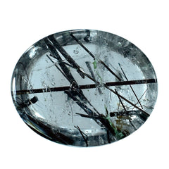 BLACK RUTILE QUARTZ OVAL CAB 10X8MM 2.53 Cts.