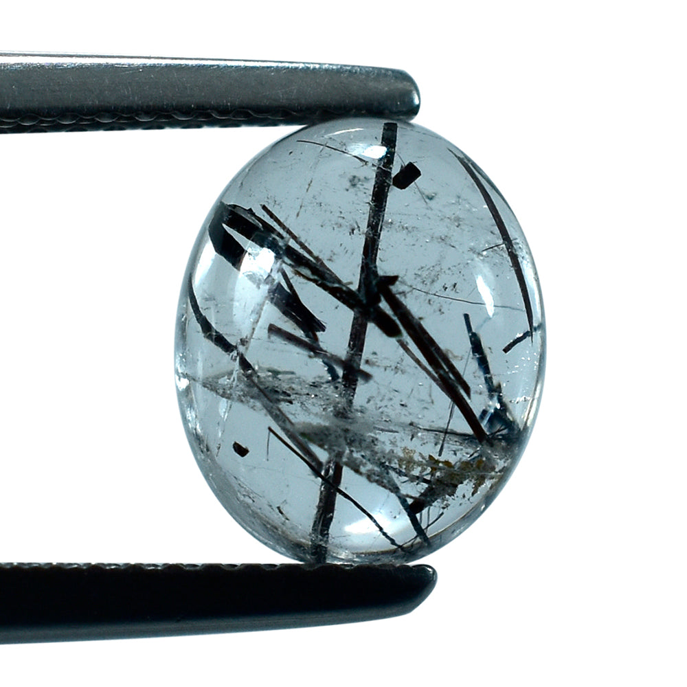BLACK RUTILE QUARTZ OVAL CAB 10X8MM 2.53 Cts.