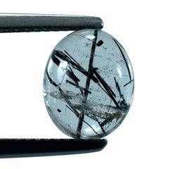 BLACK RUTILE QUARTZ OVAL CAB 10X8MM 2.53 Cts.