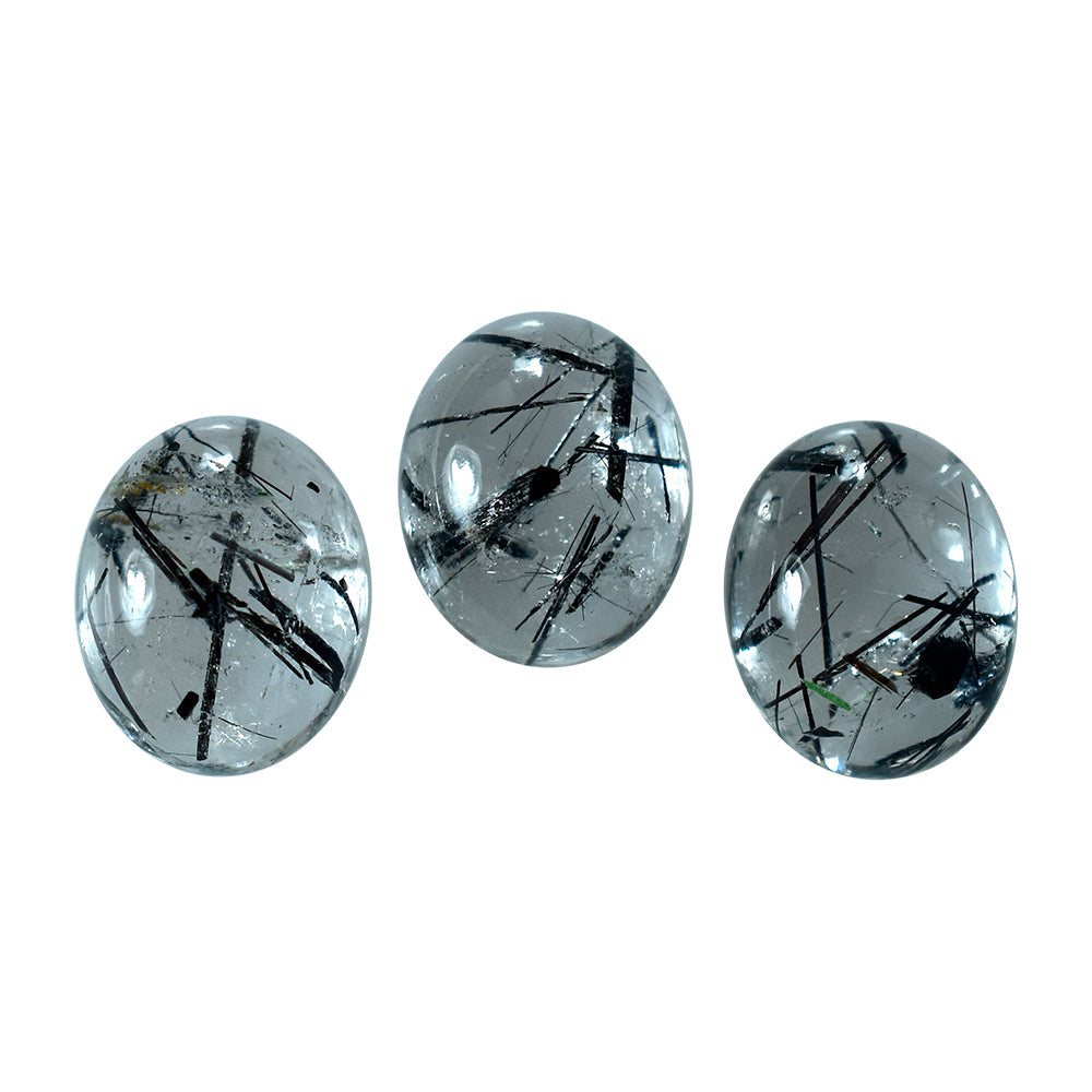BLACK RUTILE QUARTZ OVAL CAB 10X8MM 2.53 Cts.