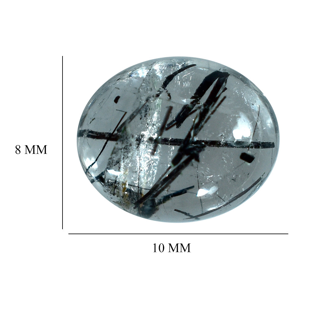 BLACK RUTILE QUARTZ OVAL CAB 10X8MM 2.53 Cts.