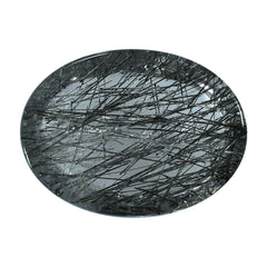 BLACK RUTILE QUARTZ OVAL CAB 16X12MM 8.94 Cts.