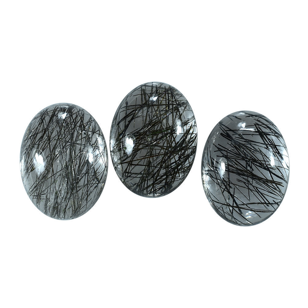 BLACK RUTILE QUARTZ OVAL CAB 16X12MM 8.94 Cts.